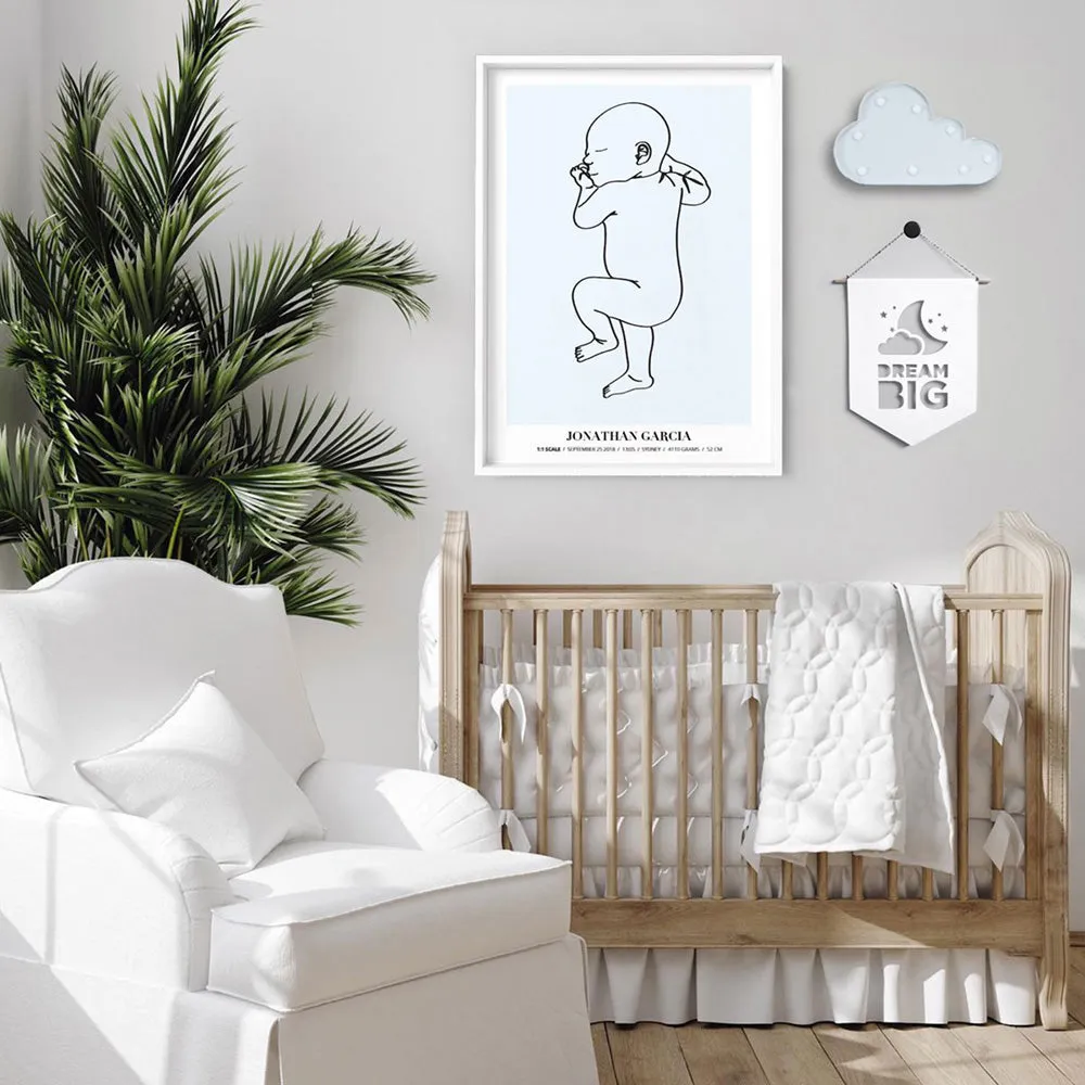 Custom Baby Birth Print - Line Art Style | 50x70cm (20x28" in USA)