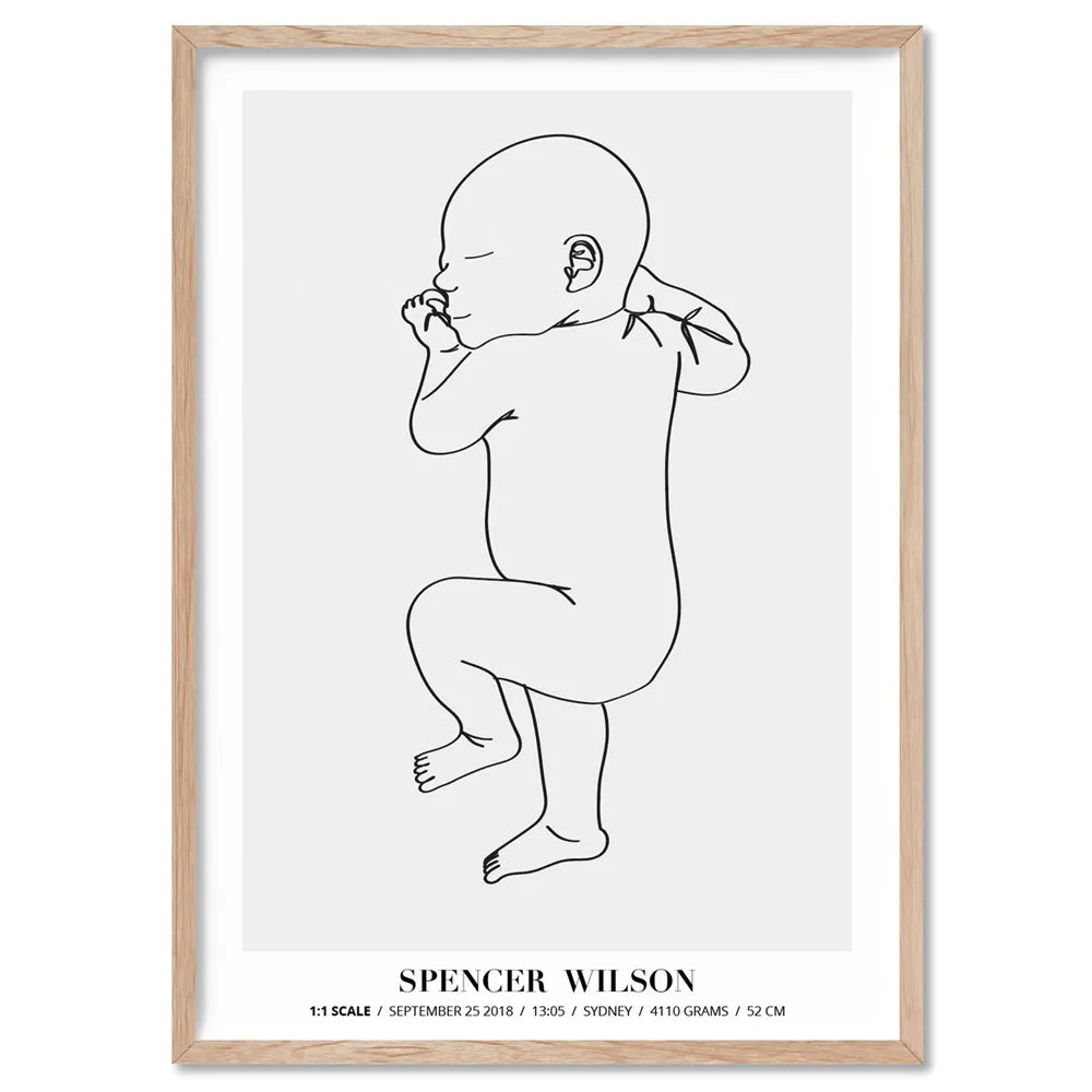 Custom Baby Birth Print - Line Art Style | 50x70cm (20x28" in USA)