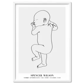 Custom Baby Birth Print - Line Art Style | 50x70cm (20x28" in USA)