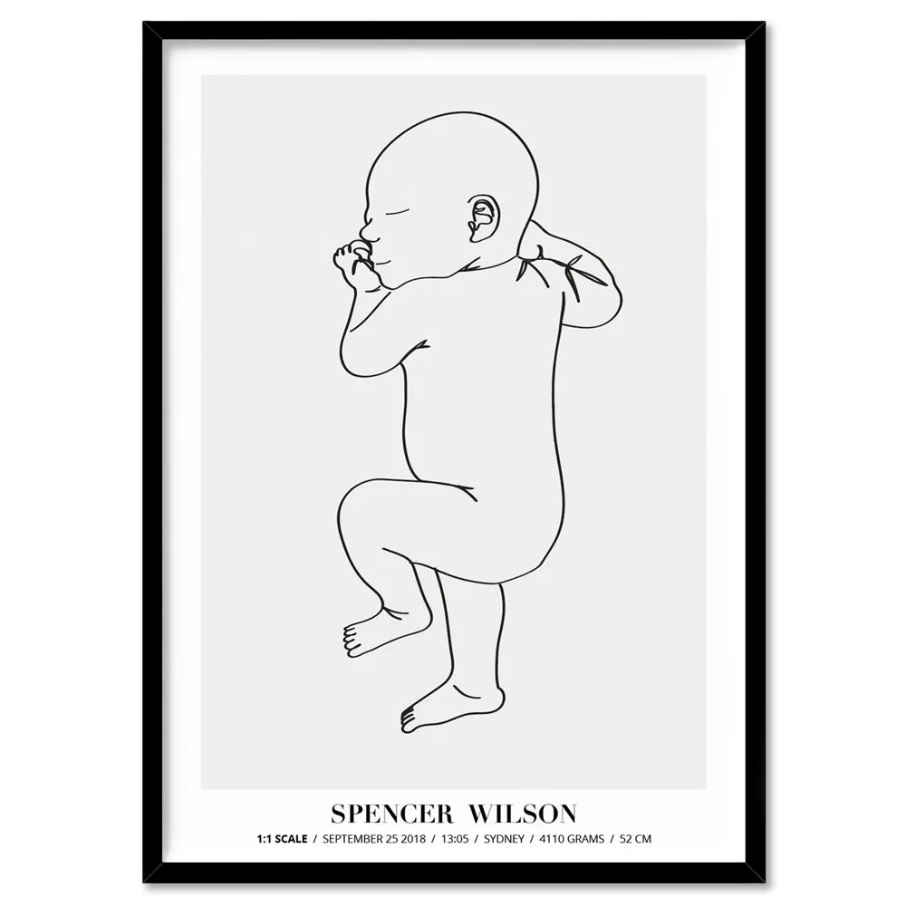 Custom Baby Birth Print - Line Art Style | 50x70cm (20x28" in USA)