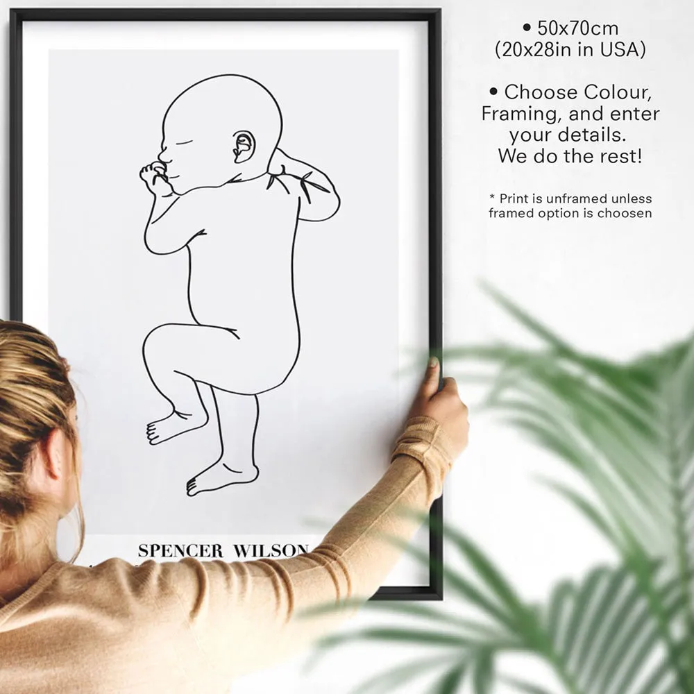 Custom Baby Birth Print - Line Art Style | 50x70cm (20x28" in USA)