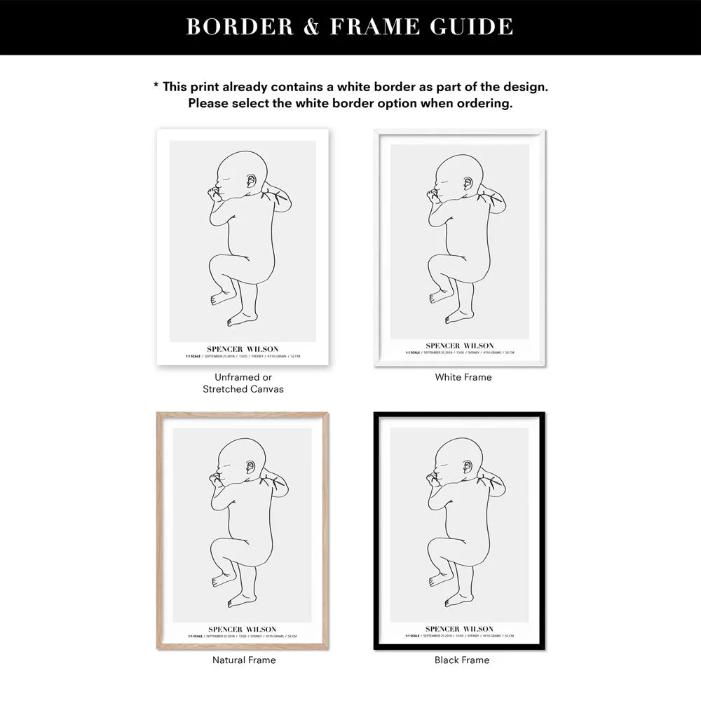 Custom Baby Birth Print - Line Art Style | 50x70cm (20x28" in USA)
