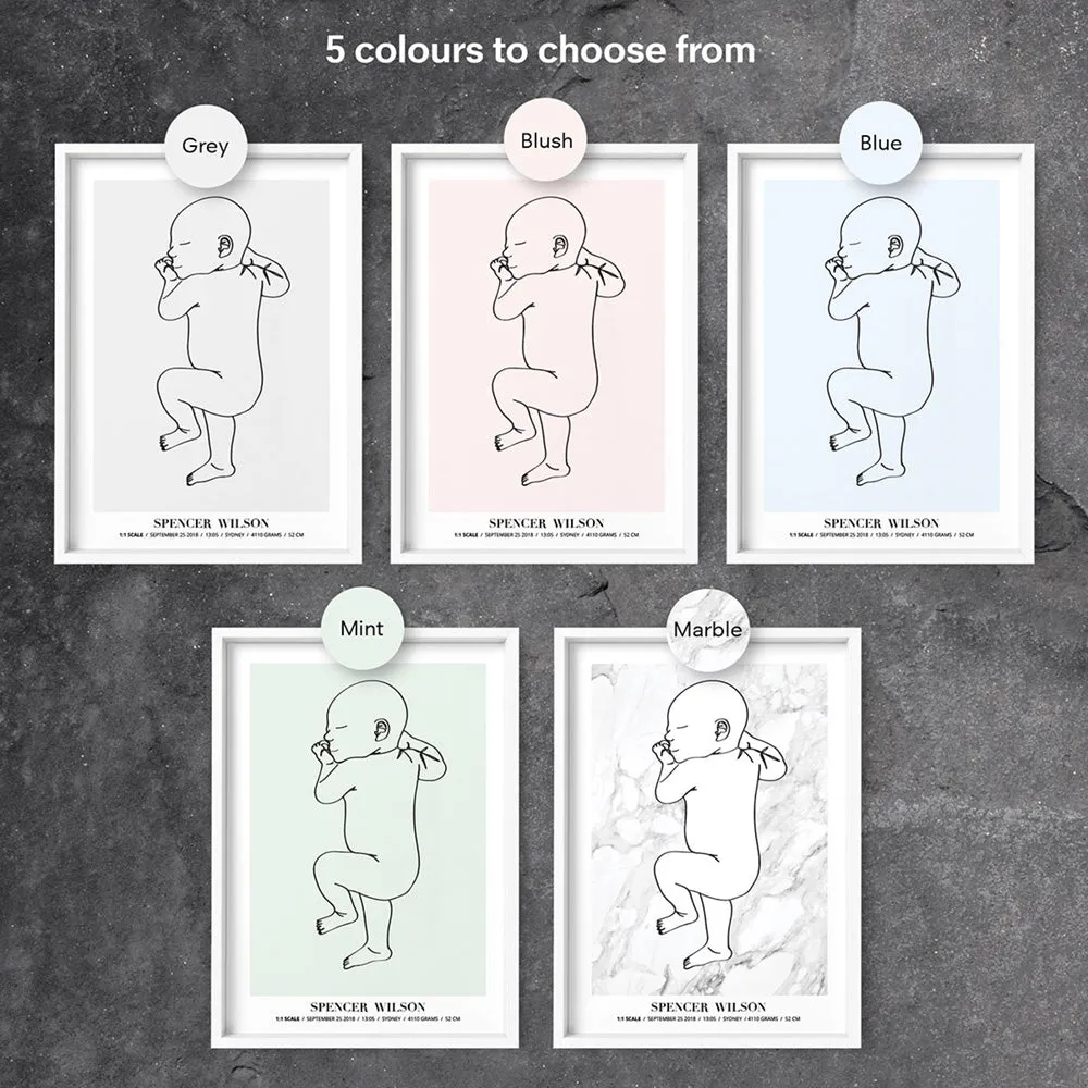 Custom Baby Birth Print - Line Art Style | 50x70cm (20x28" in USA)