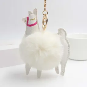 Cute Keychain with Pompom - Llama shape