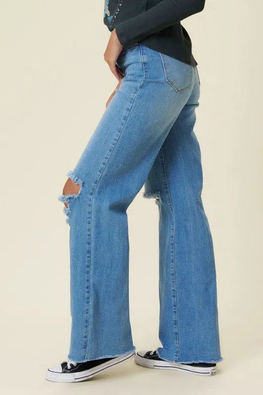 Daisy Distressed Wide Fit Jeans