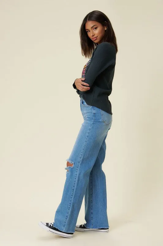 Daisy Distressed Wide Fit Jeans