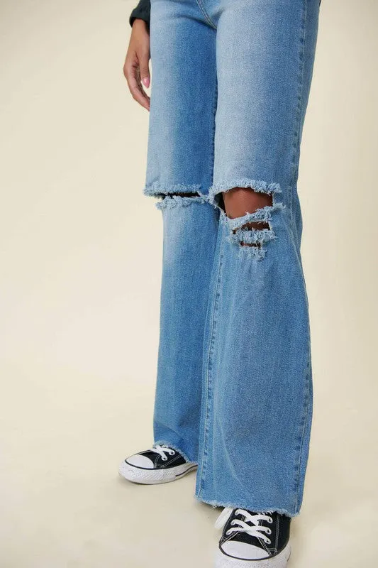Daisy Distressed Wide Fit Jeans