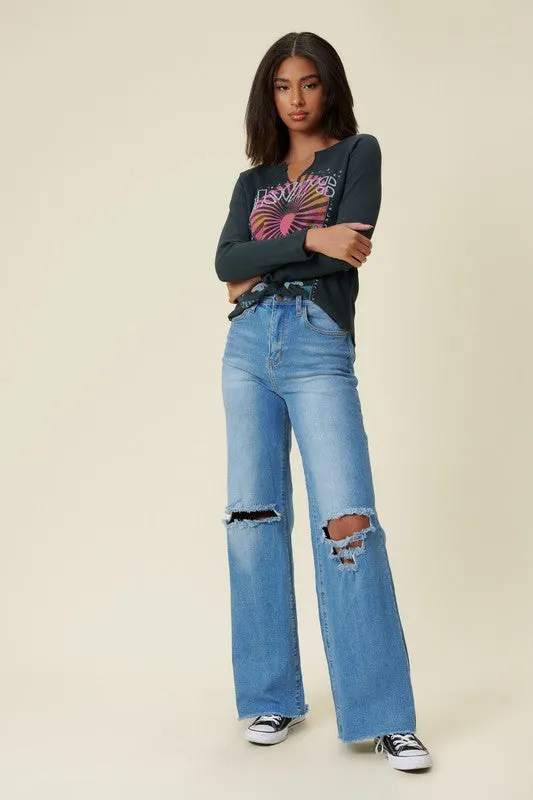 Daisy Distressed Wide Fit Jeans