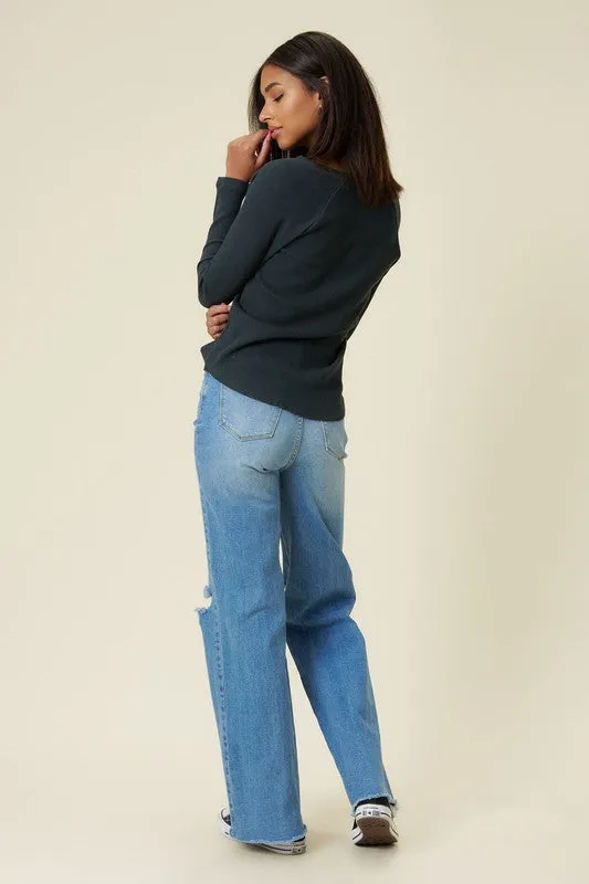 Daisy Distressed Wide Fit Jeans