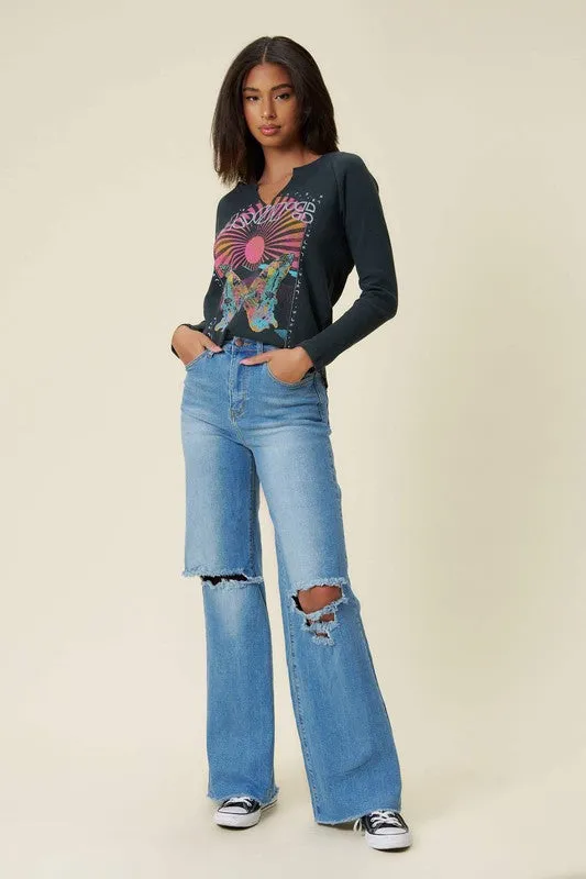 Daisy Distressed Wide Fit Jeans