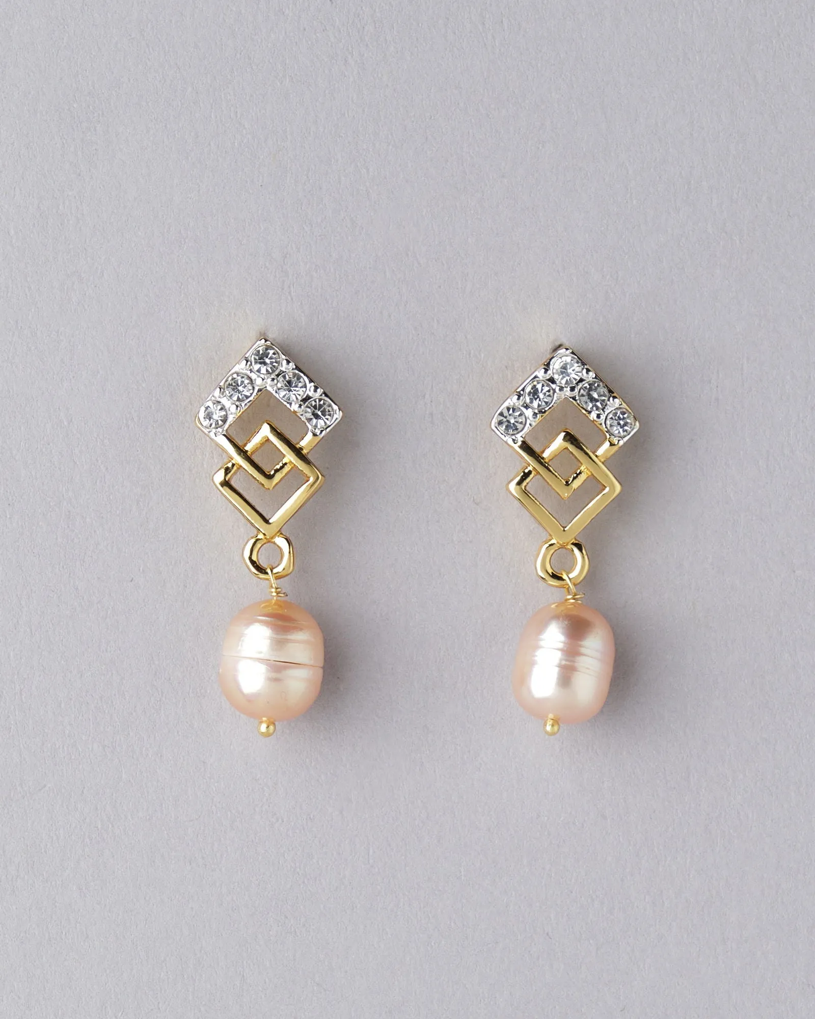 Delicate Stone Studded Pearl Hanging Earring