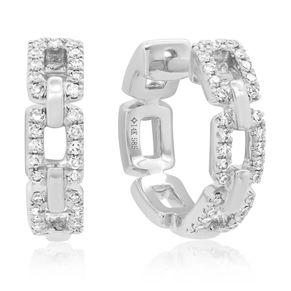 Diamond Chain Link Huggie Earrings