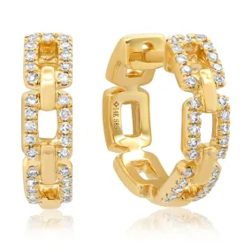 Diamond Chain Link Huggie Earrings