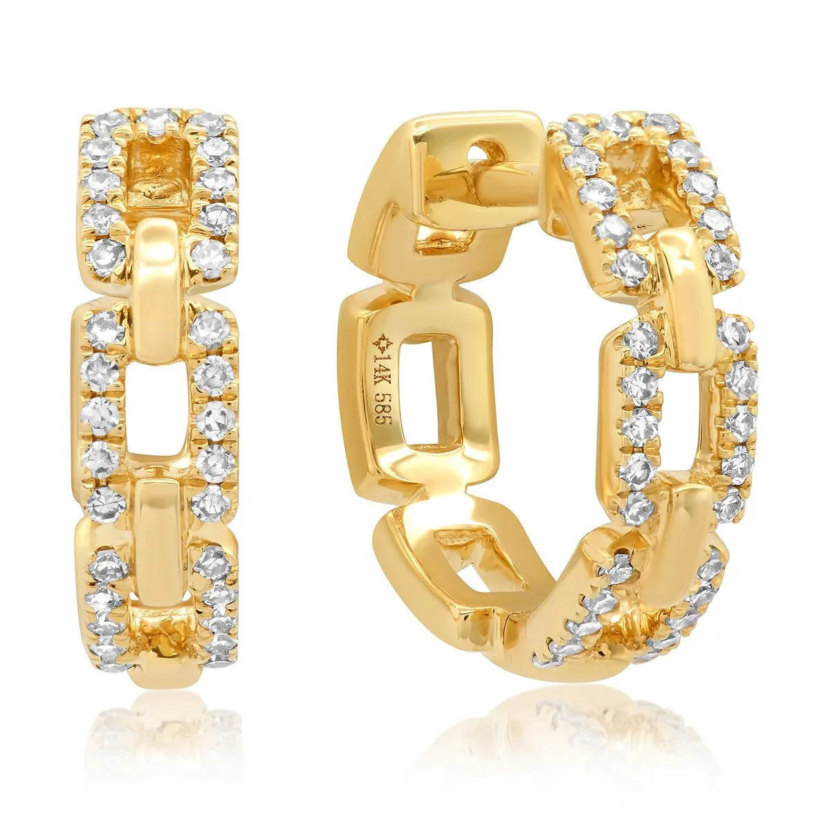 Diamond Chain Link Huggie Earrings