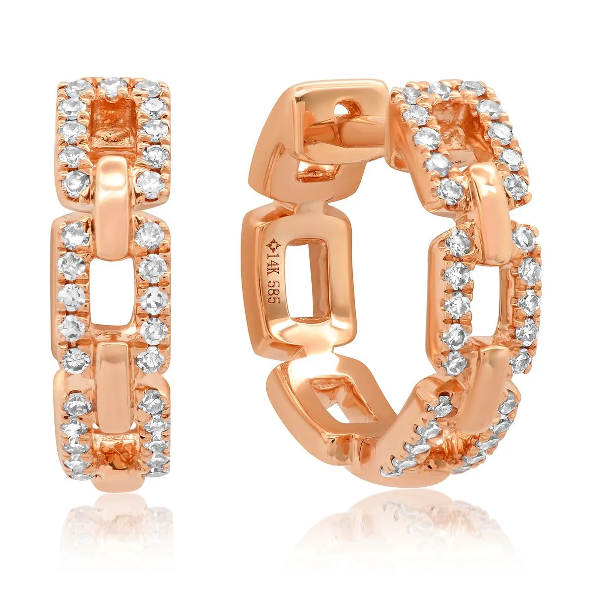 Diamond Chain Link Huggie Earrings