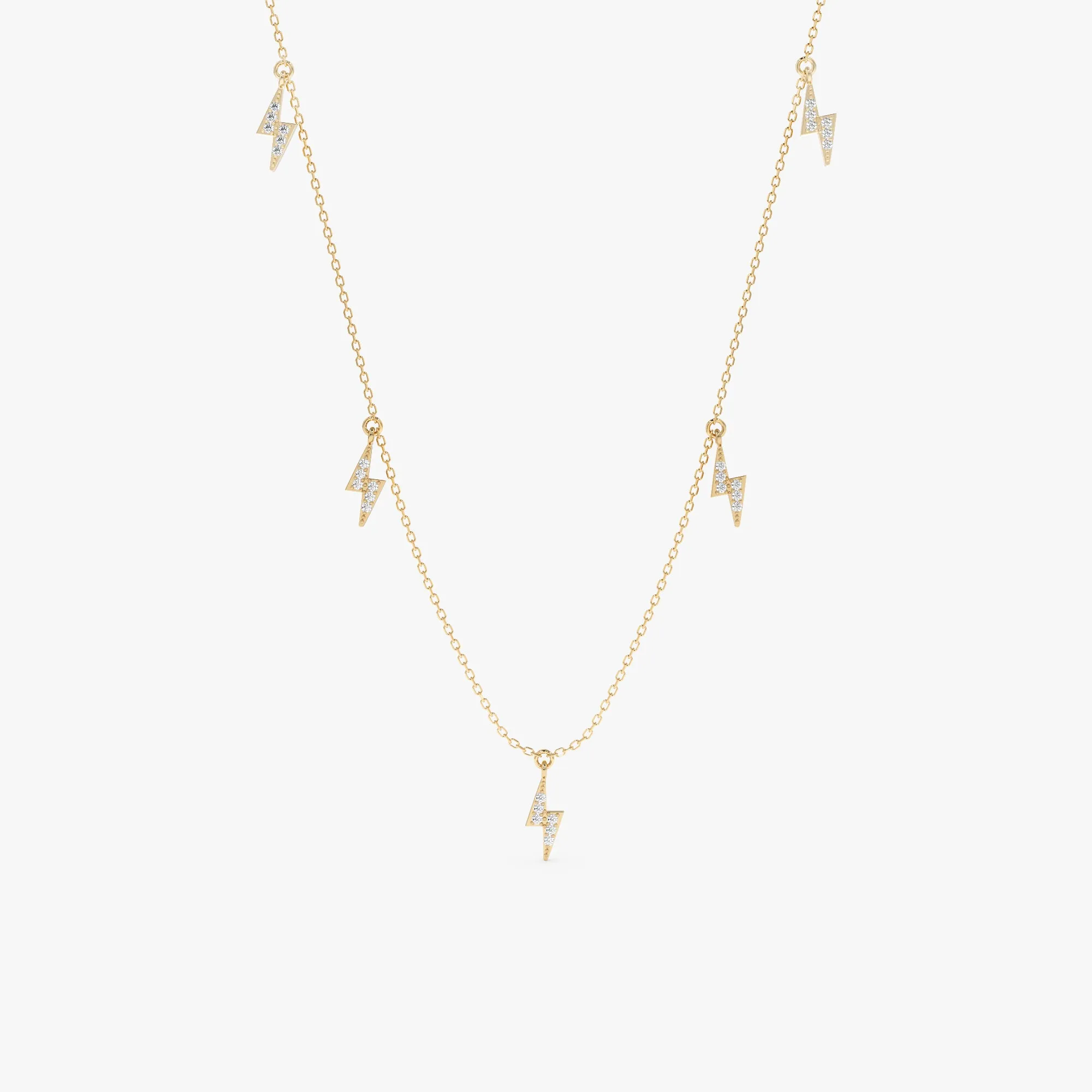Diamond Lightning Bolt Drop Necklace, Briella