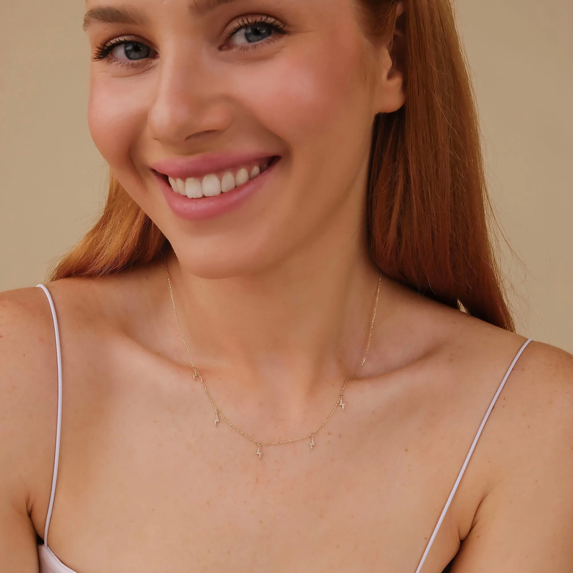 Diamond Lightning Bolt Drop Necklace, Briella