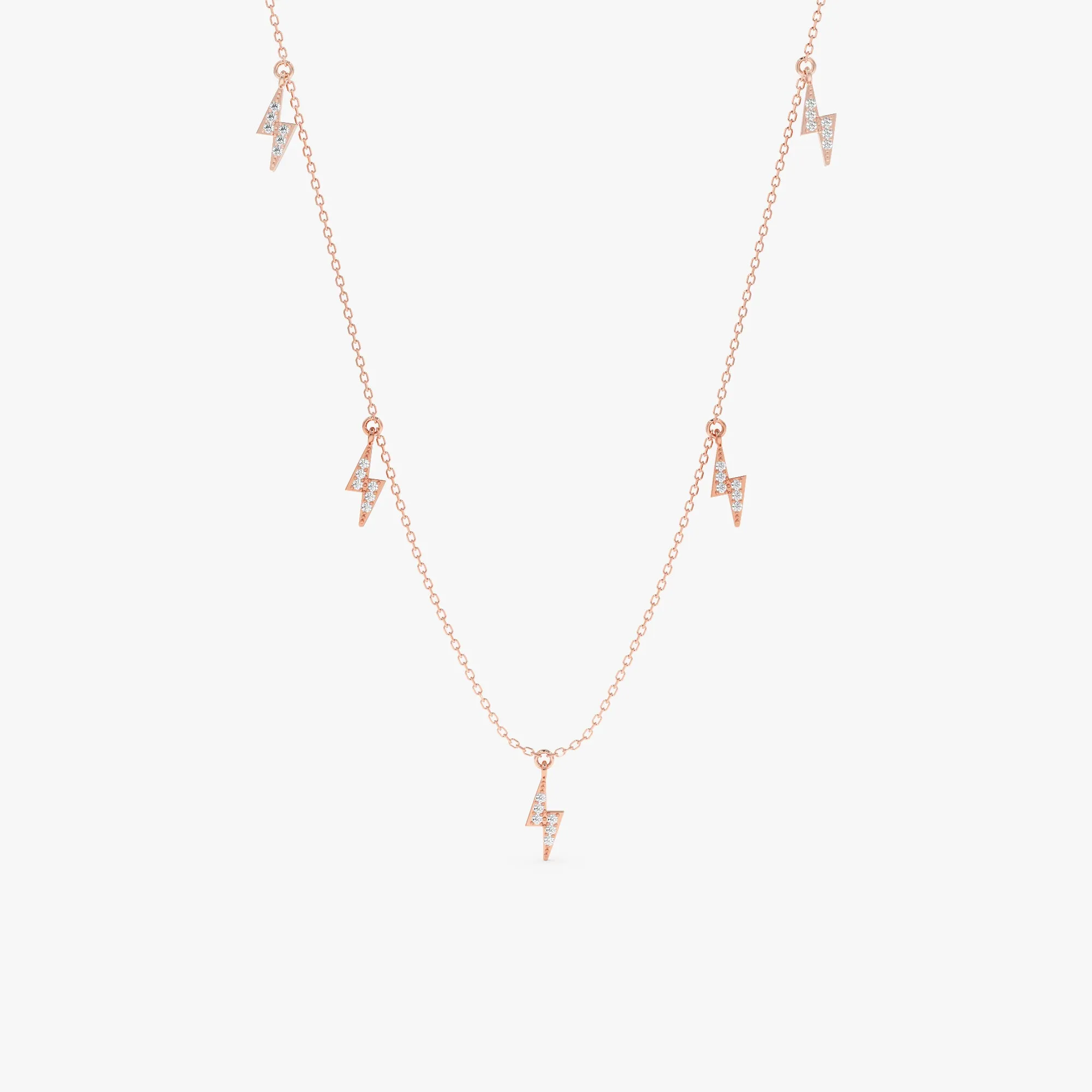 Diamond Lightning Bolt Drop Necklace, Briella