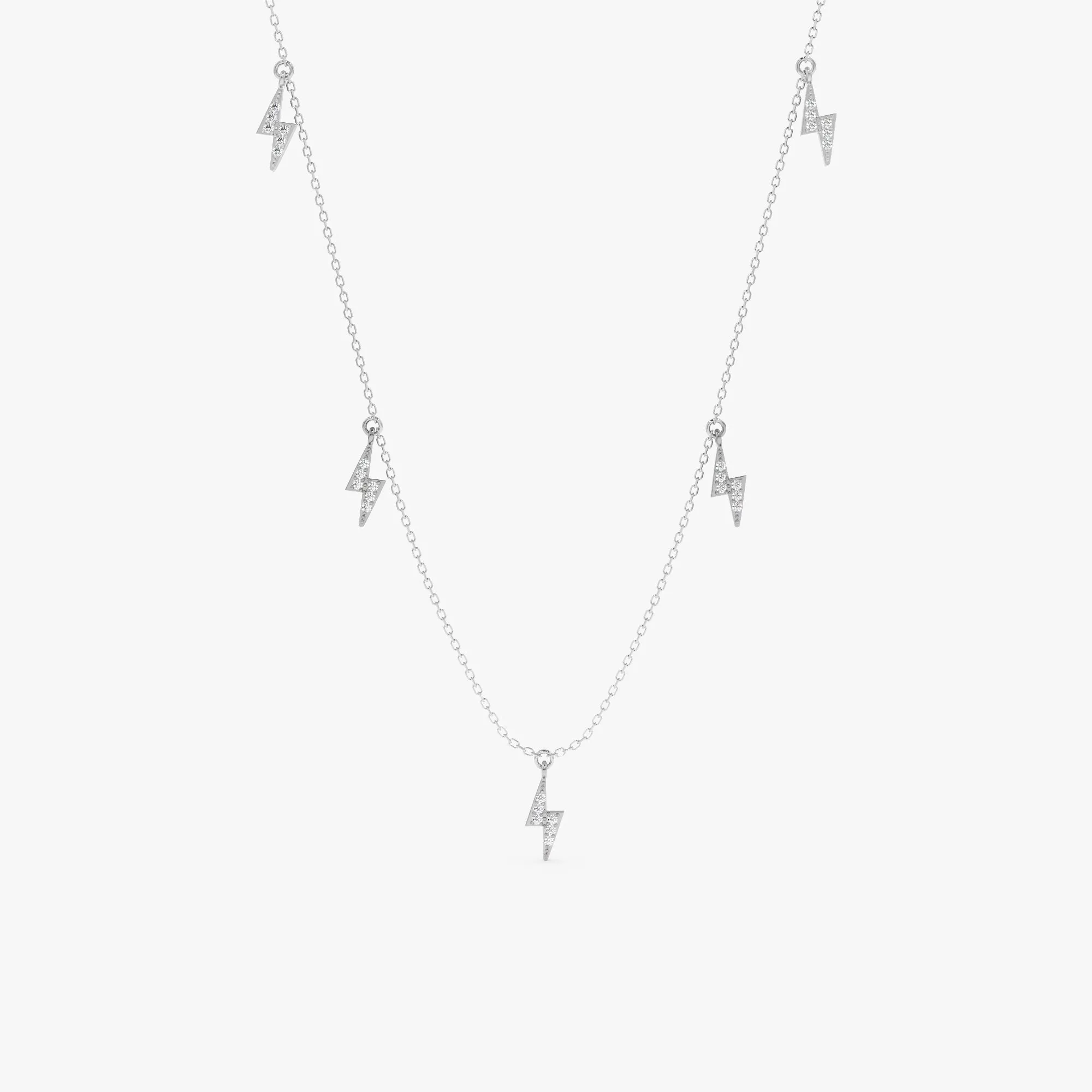 Diamond Lightning Bolt Drop Necklace, Briella