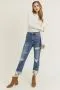 Distressed Cuffed Straight Leg Jeans