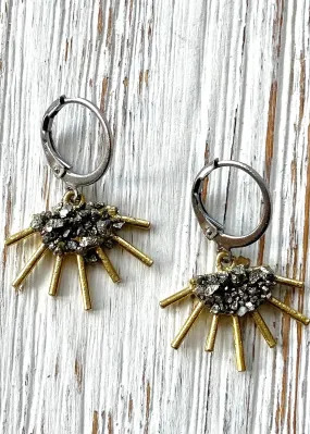 Edgy Sun Pyrite Earrings