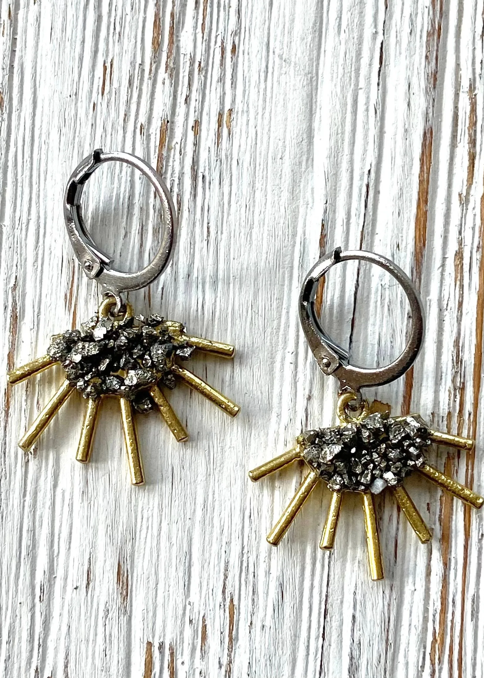 Edgy Sun Pyrite Earrings