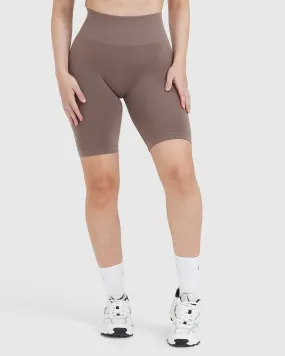 Effortless Washed Cool Brown Seamless Cycling Shorts