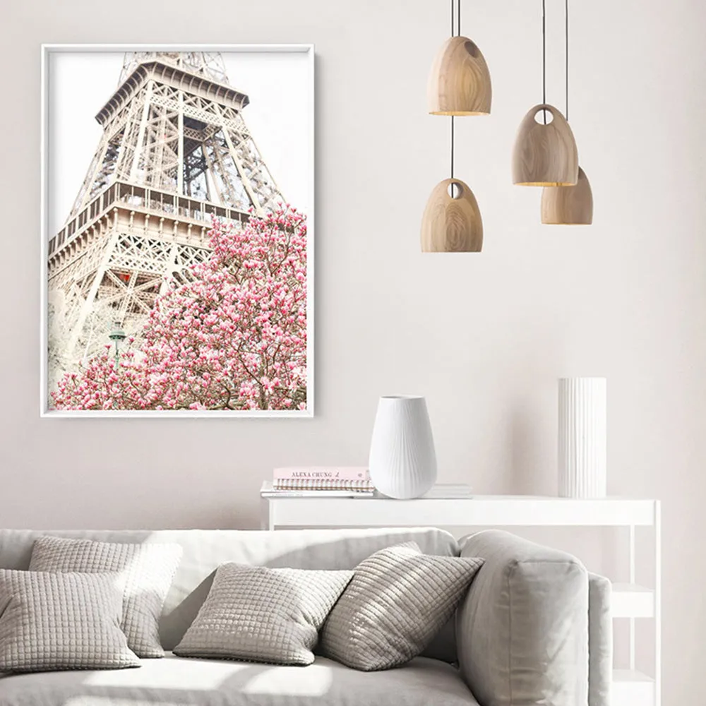 Eiffel Tower Paris | Cherry Blossom I - Art Print by Victoria's Stories