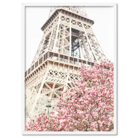 Eiffel Tower Paris | Cherry Blossom I - Art Print by Victoria's Stories