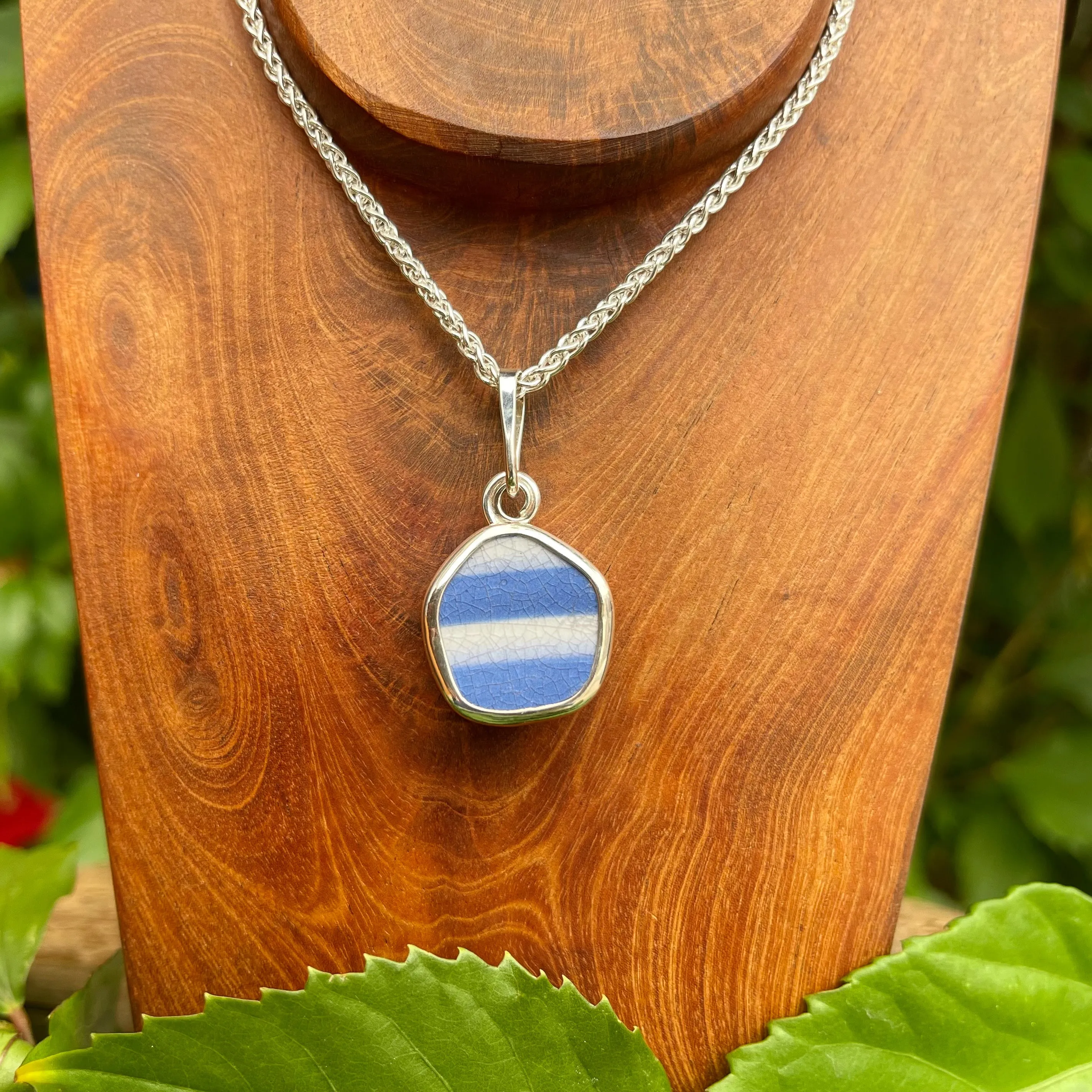 Faded Denim Sterling Silver Pendant