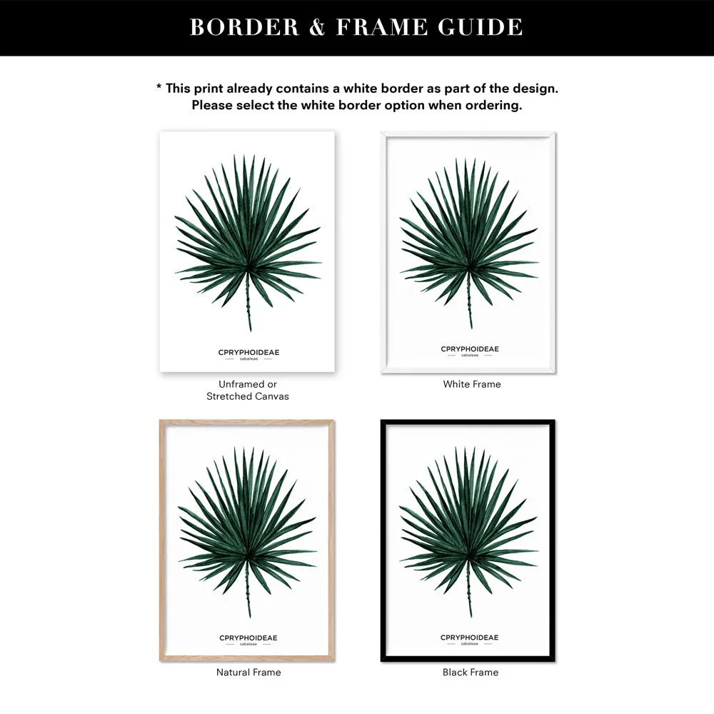 Fan Palm Scandi Leaf Watercolour (dark green) - Art Print