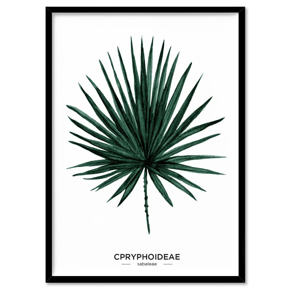 Fan Palm Scandi Leaf Watercolour (dark green) - Art Print