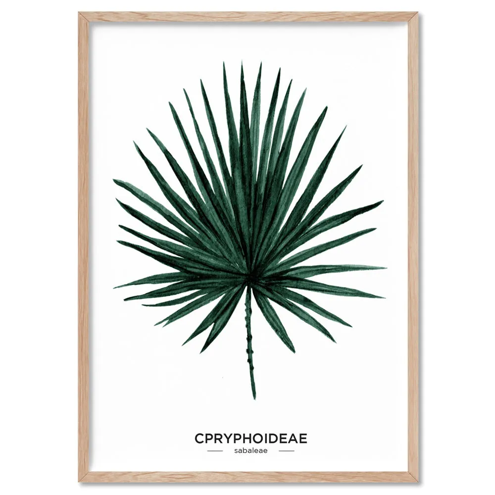 Fan Palm Scandi Leaf Watercolour (dark green) - Art Print