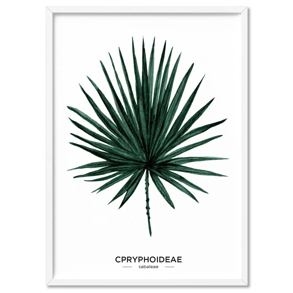 Fan Palm Scandi Leaf Watercolour (dark green) - Art Print