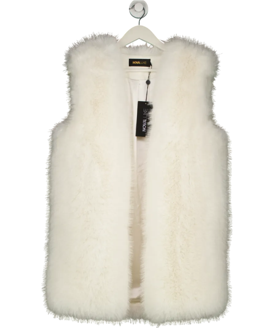 Fashion Nova Cream Denver Fur Vest UK S