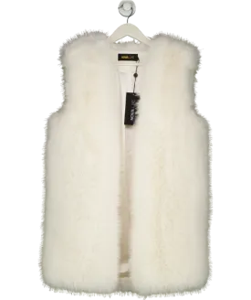 Fashion Nova Cream Denver Fur Vest UK S