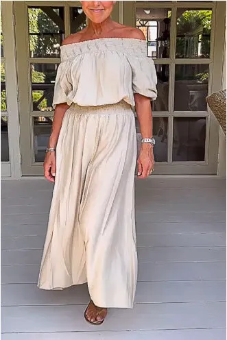 Fashion Off-Shoulder Wide-Leg Jumpsuit