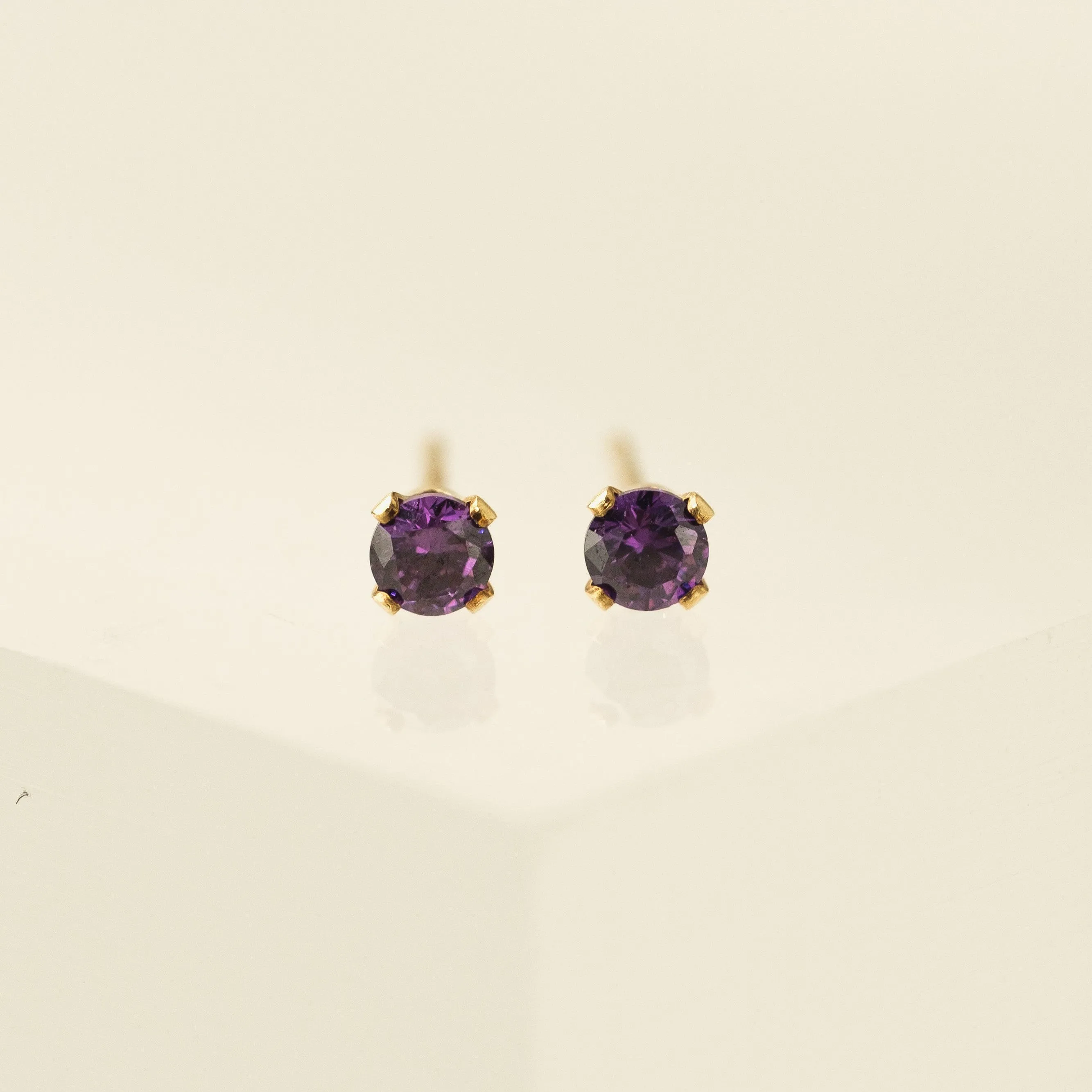 February Birthstone Gold-Filled Stud Earrings