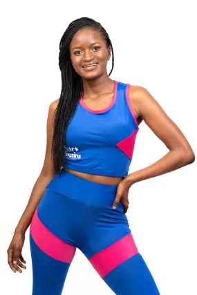 Flirty Trendy Pink and Blue Gym Outfit Set for ladies - FULL SET