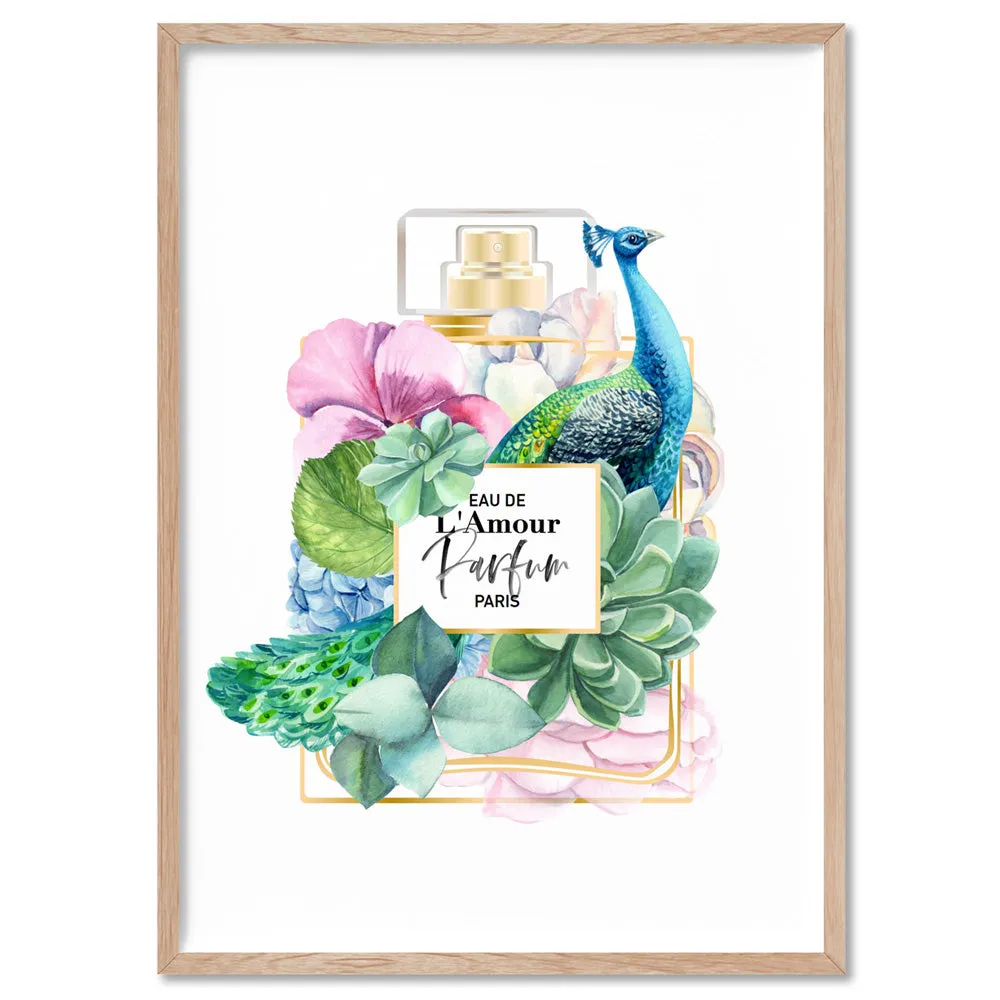 Floral Perfume Bottle | Peacock - Art Print