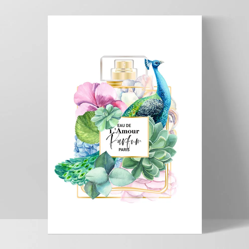 Floral Perfume Bottle | Peacock - Art Print