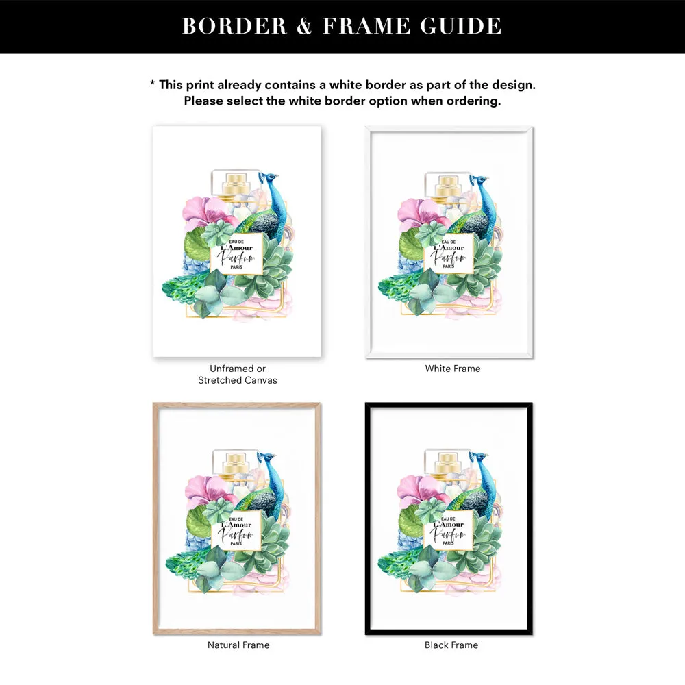Floral Perfume Bottle | Peacock - Art Print