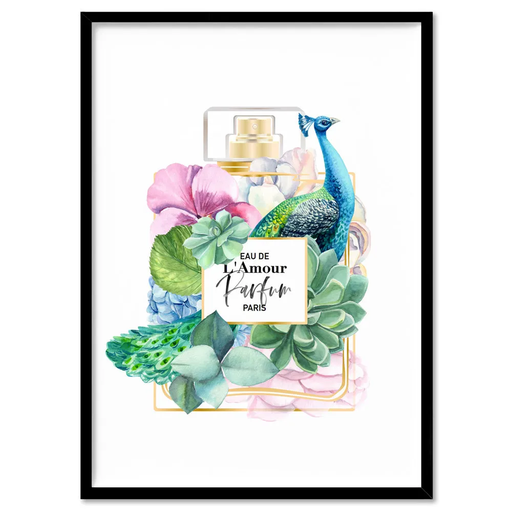 Floral Perfume Bottle | Peacock - Art Print