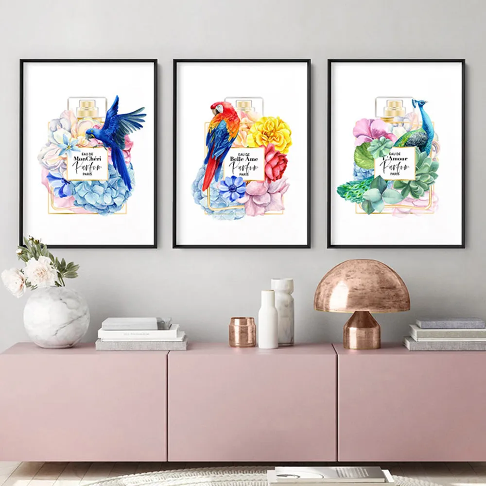 Floral Perfume Bottle | Peacock - Art Print