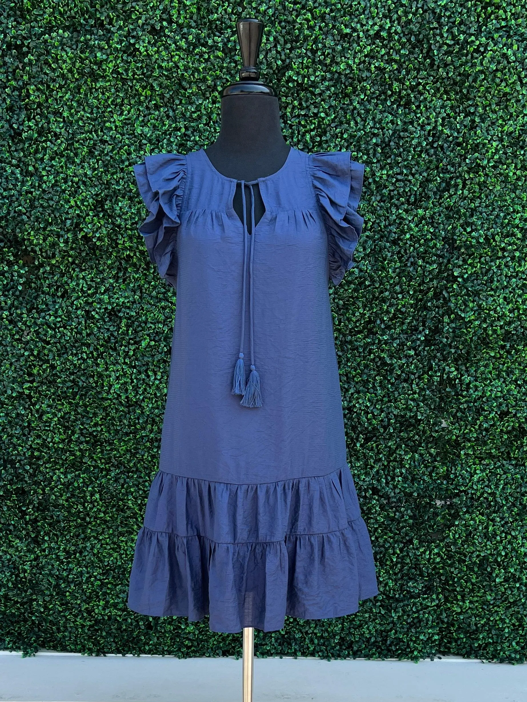 Flutter Sleeve Ruffle Hem Dress