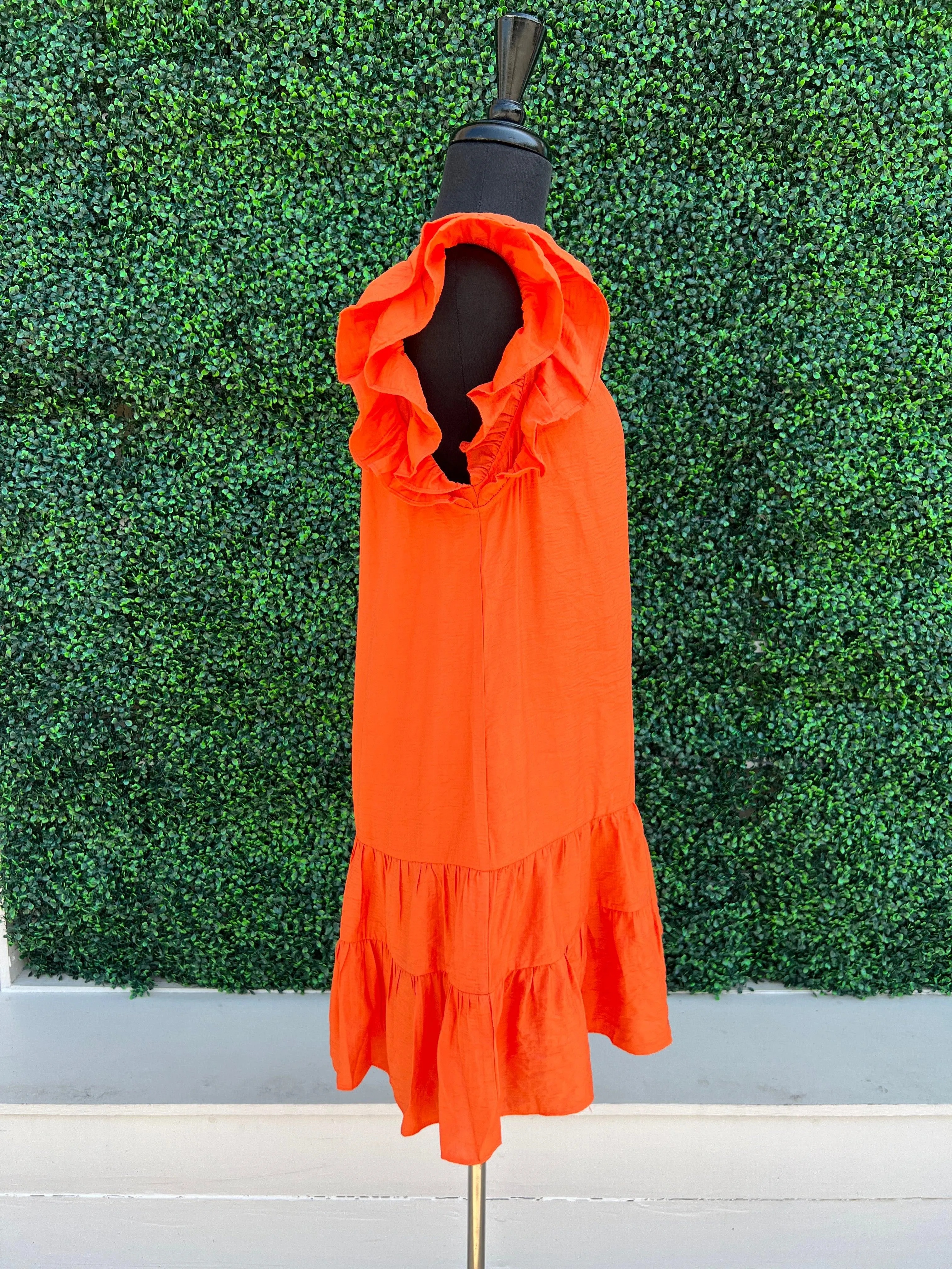 Flutter Sleeve Ruffle Hem Dress