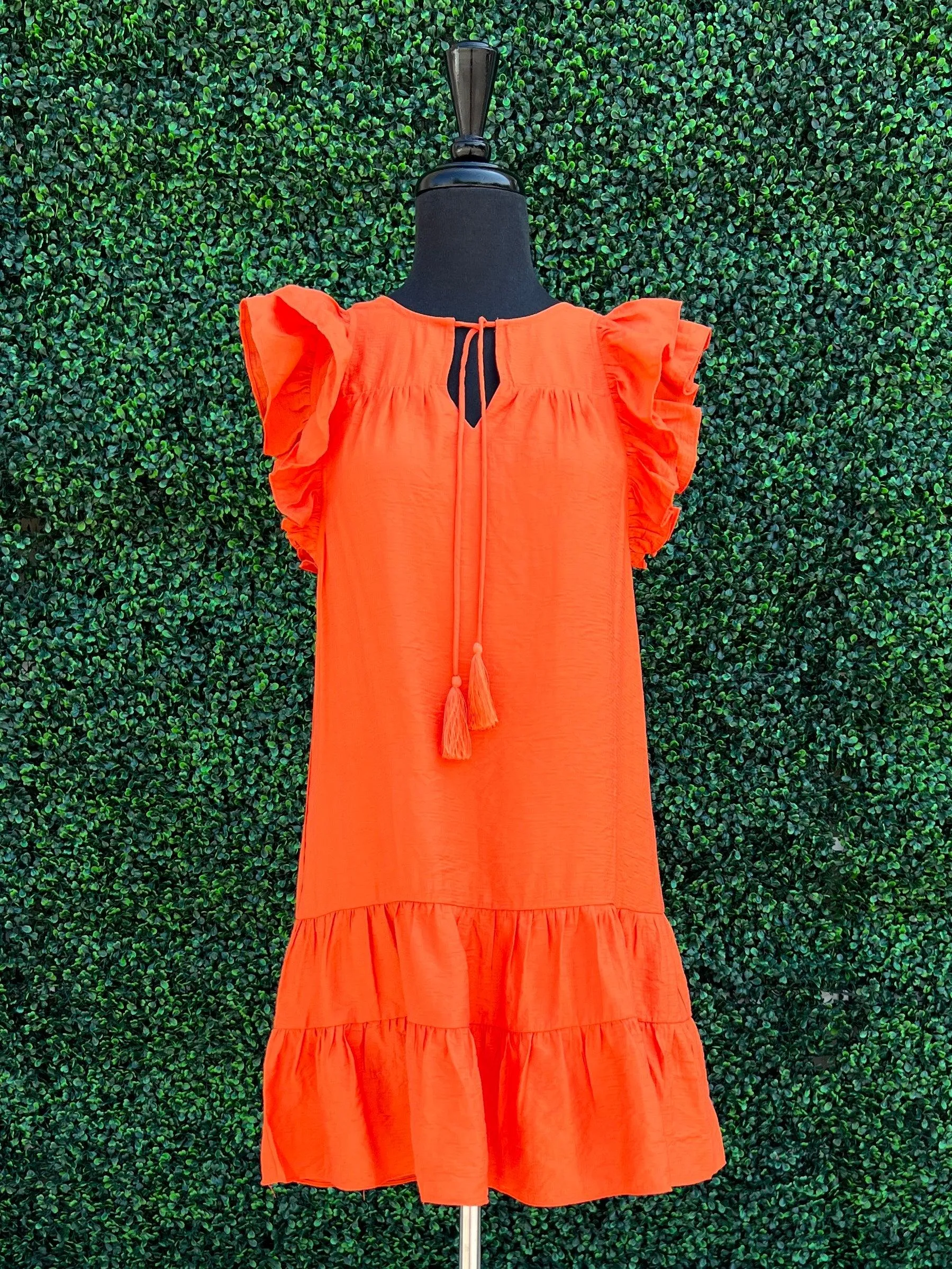 Flutter Sleeve Ruffle Hem Dress