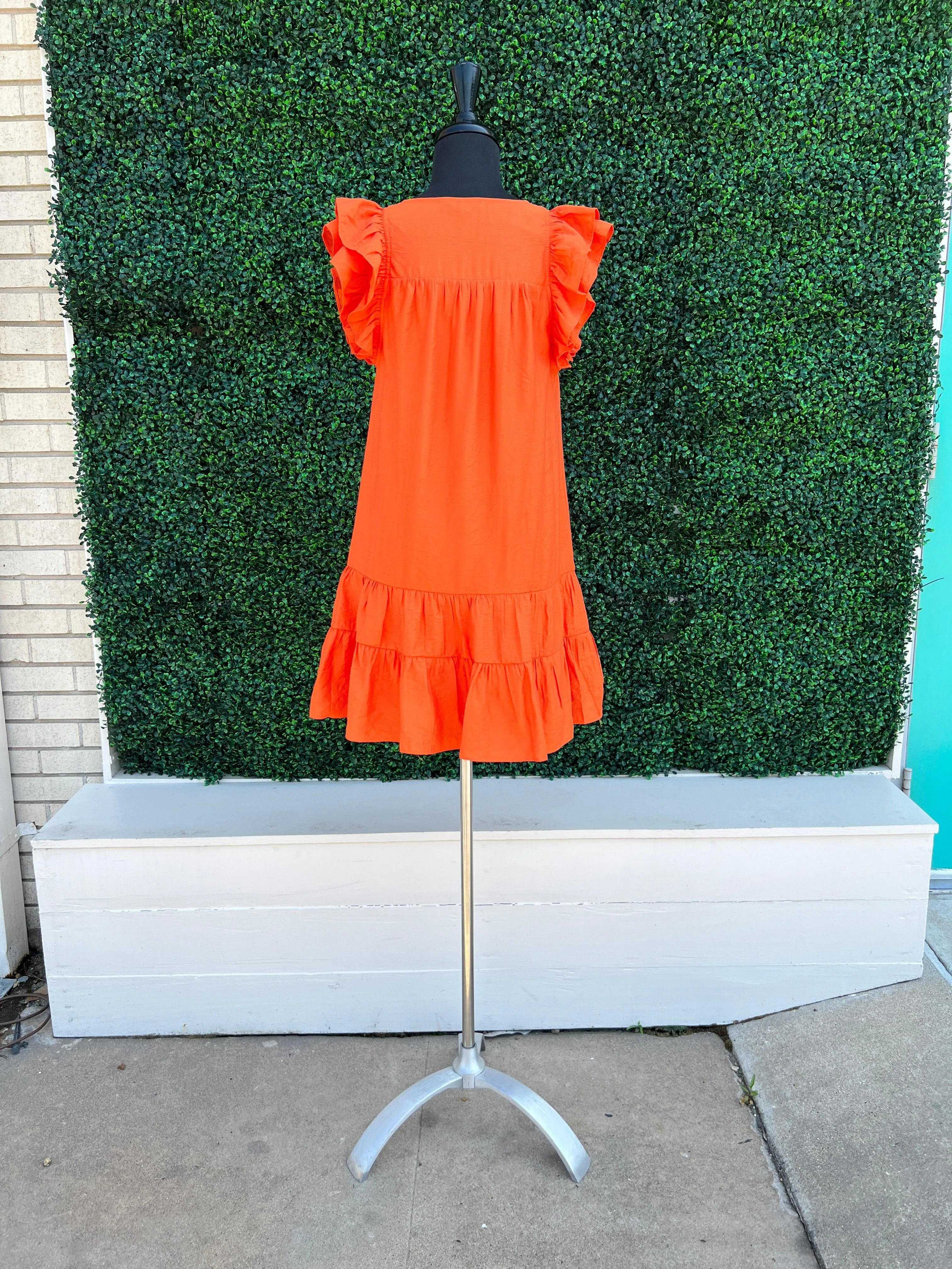 Flutter Sleeve Ruffle Hem Dress