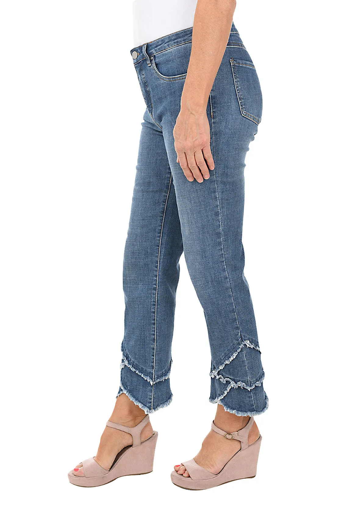 Frayed Tulip Denim Ankle Pant