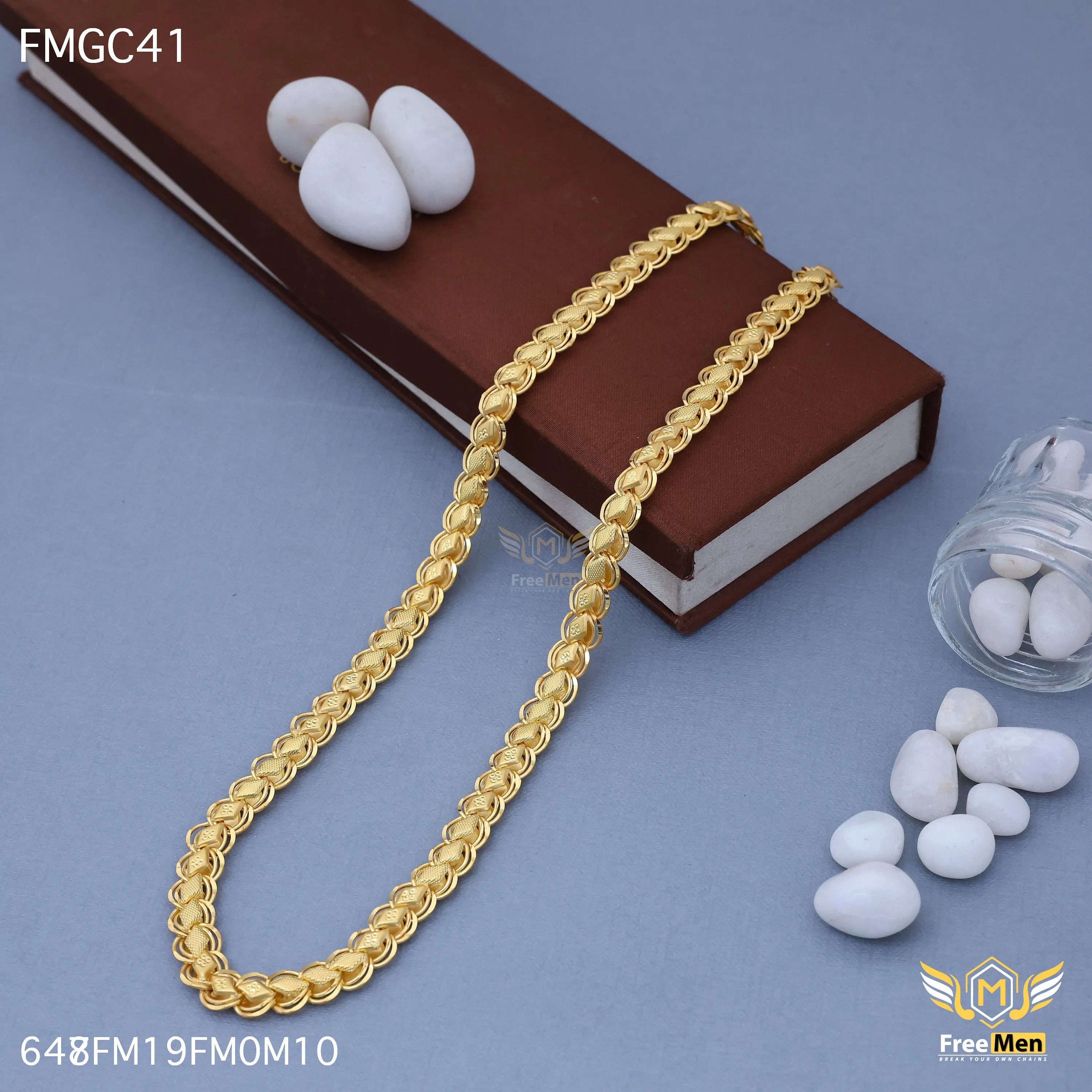 Freemen Delicate Diamon Double Ring Gold Plated Chain - FMGC41